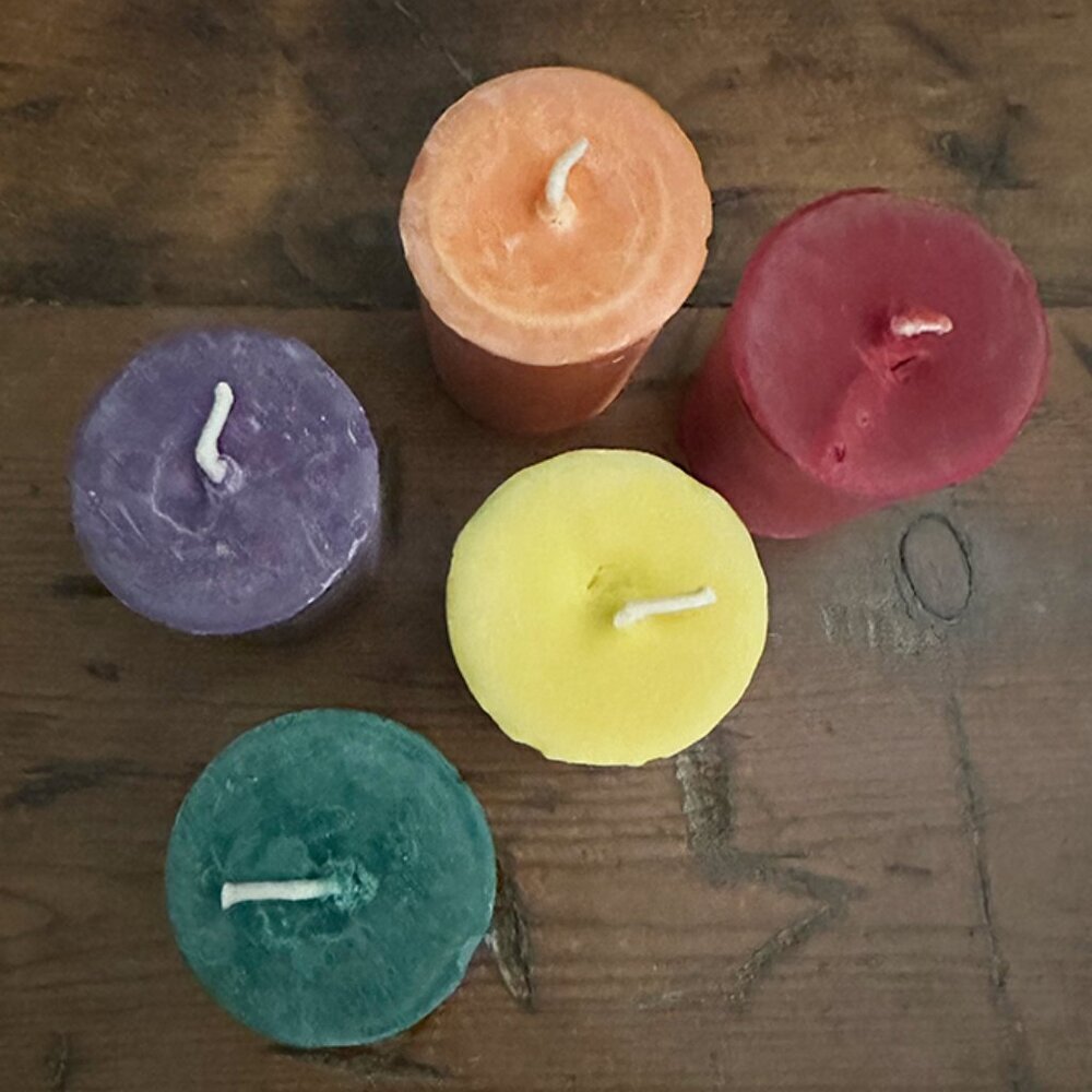 Set of 5 Colorful Votive Candles NEW - Picture 2 of 2